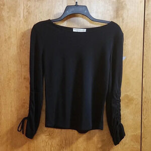 Andria Lieu Collection Black Pull String Long Sleeve Blouse Top